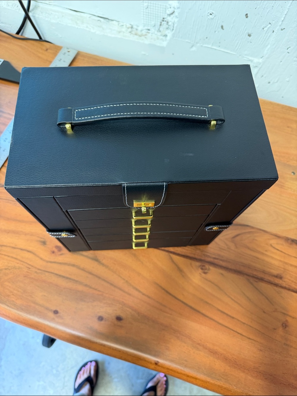 Black Jewelry Storage Chest with Gold Hardware Jewelry Box - Picture 15 of 16